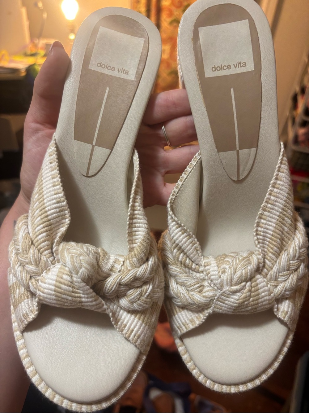 Dolce Vita Cream Braided Knot Slide Sandals